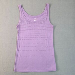 NYC Lilac Studded Tank Top Womens Medium Sleeveless Stretch Y2K Fitted Light